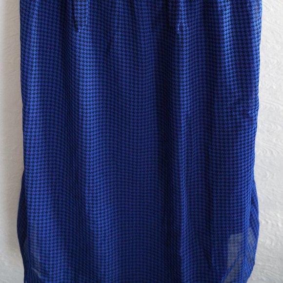 Banana Republic Houndstooth Black & Blue Neck Tie Top - Size XS - Picture 9 of 11